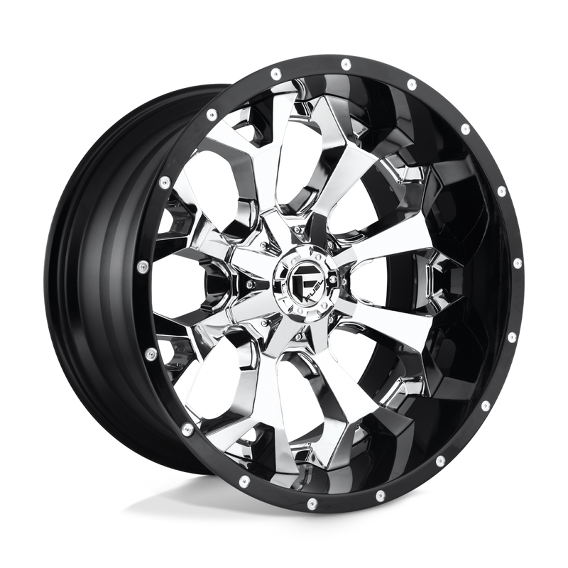 D246 Assault Cast Aluminum Wheel in Chrome Plated with Gloss Black Lip Finish from Fuel Wheels - View 1