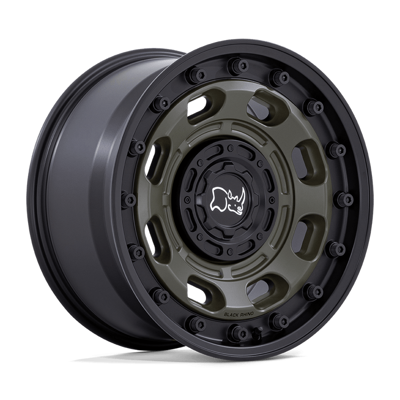 Atlas Cast Aluminum Wheel in Olive Drab Green with Black Lip Finish from Black Rhino Wheels - View 1