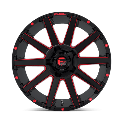 D643 Contra Cast Aluminum Wheel in Gloss Black Red Tinted Clear Finish from Fuel Wheels - View 5