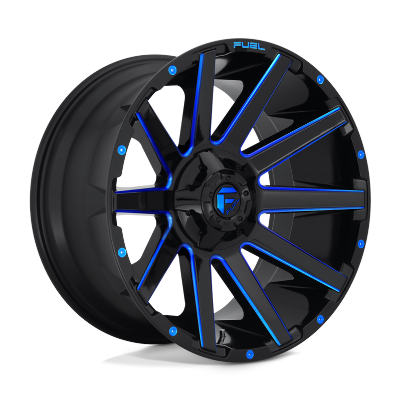 D644 Contra Cast Aluminum Wheel in Gloss Black Blue Tinted Clear Finish from Fuel Wheels - View 1