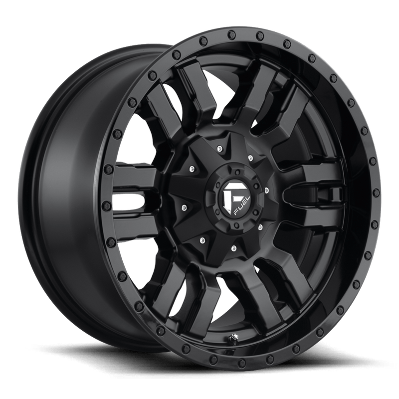 D596 Sledge Cast Aluminum Wheel in Matte Black with Gloss Black Lip Finish from Fuel Wheels - View 1