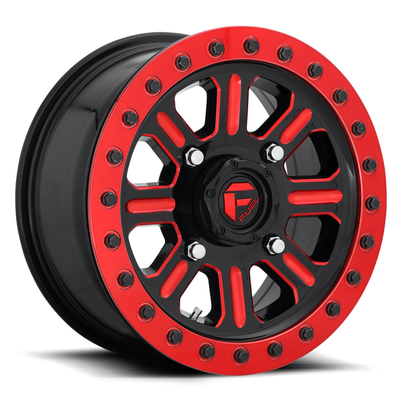 D911 Hardline Beadlock Cast Aluminum Wheel in Gloss Black Red Tinted Clear Finish from Fuel Wheels - View 1
