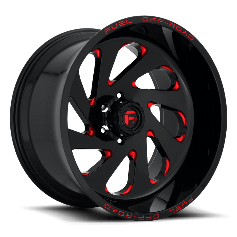 Fuel D638 Vortex Cast Aluminum Wheel - Gloss Black Red Tinted Clear