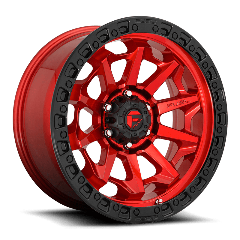 Fuel D695 Covert Cast Aluminum Wheel - Candy Red With Black Bead Ring