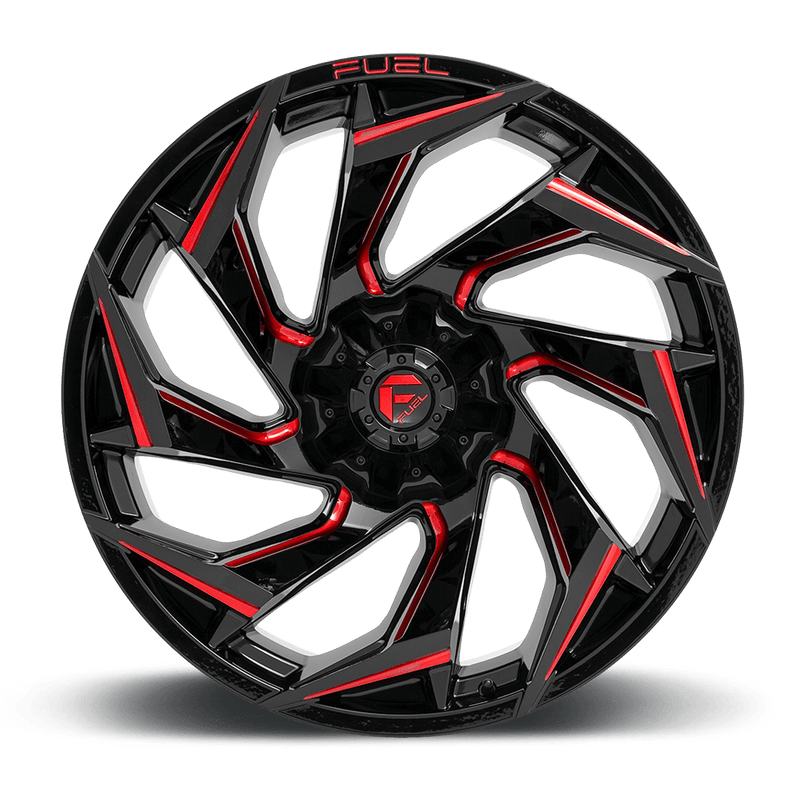 Fuel D755 Reaction Cast Aluminum Wheel - Gloss Black Milled With Red Tint