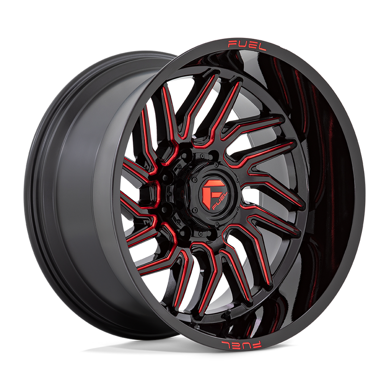 D808 Hurricane Cast Aluminum Wheel in Gloss Black Milled Red Tint Finish from Fuel Wheels - View 1