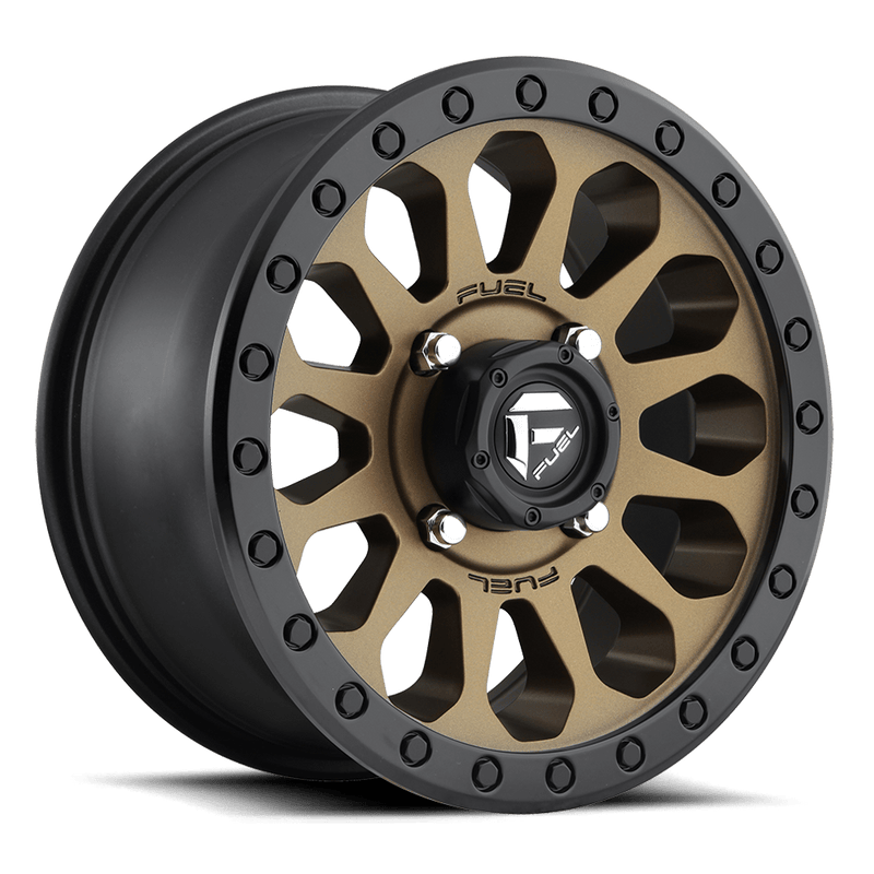 Fuel UTV D600 Vector Cast Aluminum Wheel - Matte Bronze With Black Bead Ring