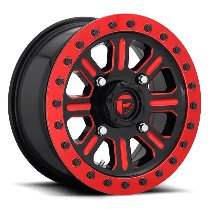 Fuel UTV D911 Hardline BL Cast Aluminum Wheel - Gloss Black Red Tinted Clear