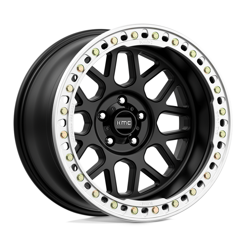 KM235 Grenade Crawl Beadlock Cast Aluminum Wheel in Satin Black Finish from KMC Wheels - View 1