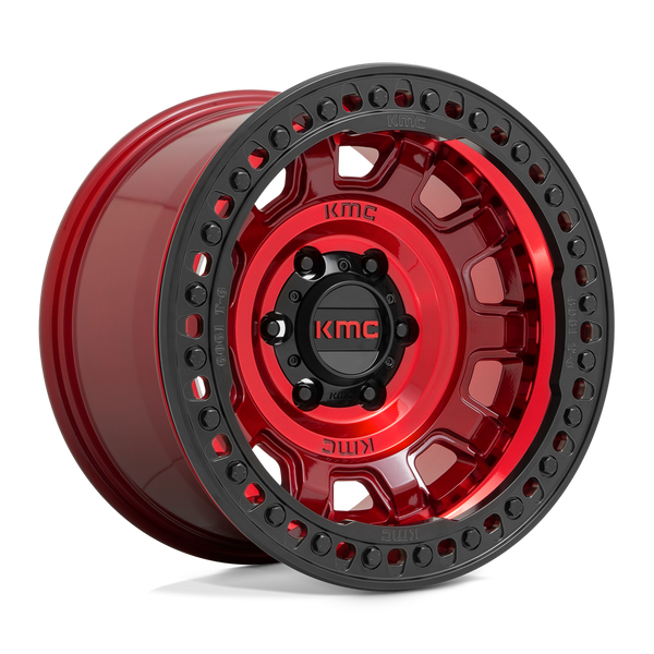 KM236 TANK Beadlock Cast Aluminum Wheel in Candy Red Finish from KMC Wheels - View 1