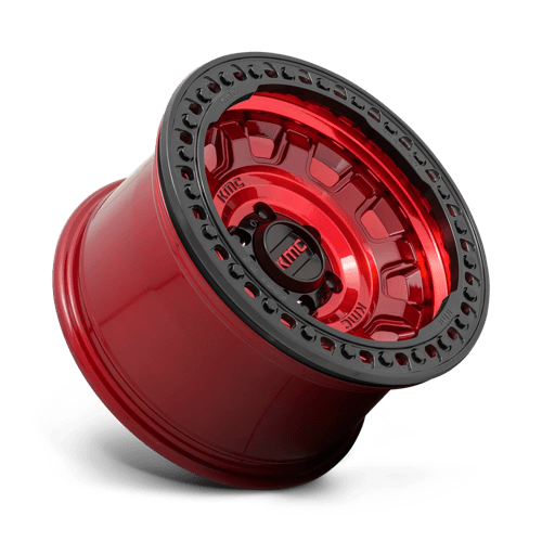 KM236 TANK Beadlock Cast Aluminum Wheel in Candy Red Finish from KMC Wheels - View 3