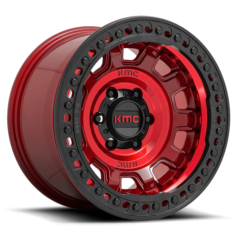 KMC Tank Beadlock Cast Aluminum Wheel (KM236) - Candy Red