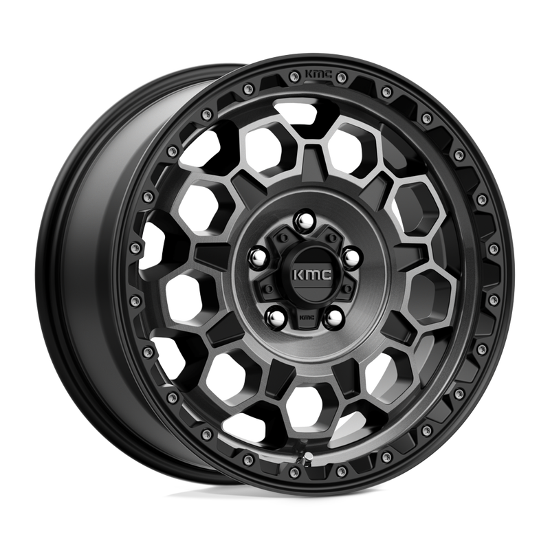 KM545 TREK Cast Aluminum Wheel in Satin Black with Gray Tint Finish from KMC Wheels - View 1