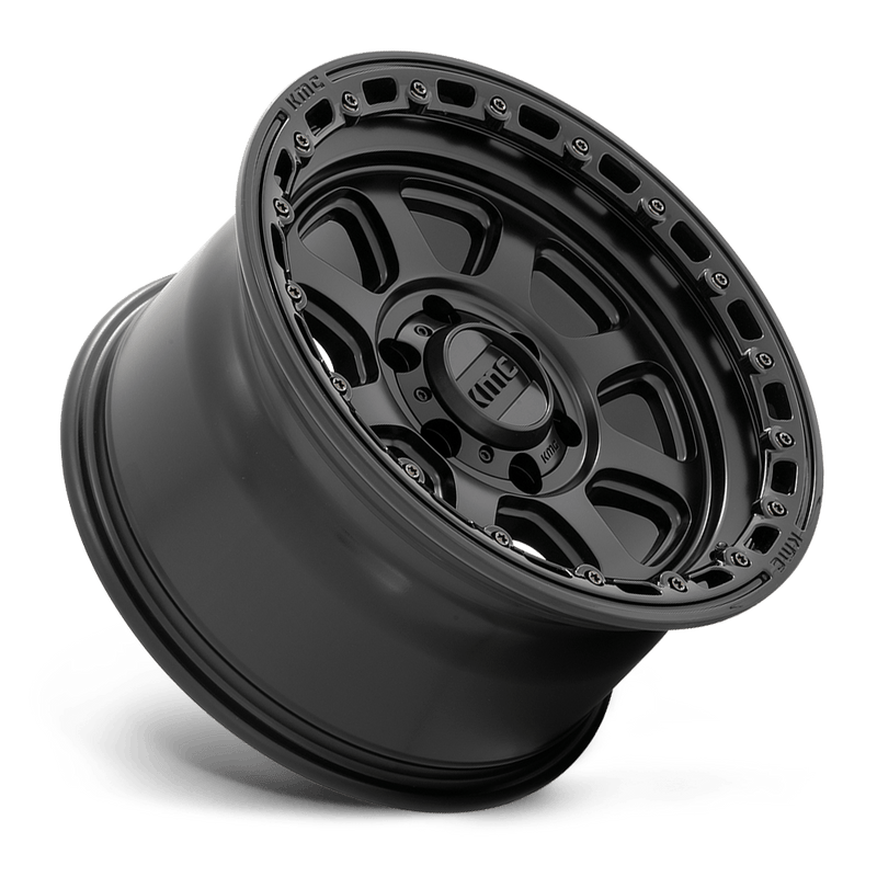 KMC Chase Cast Aluminum Wheel (KM548) - Satin Black With Gloss Black Lip