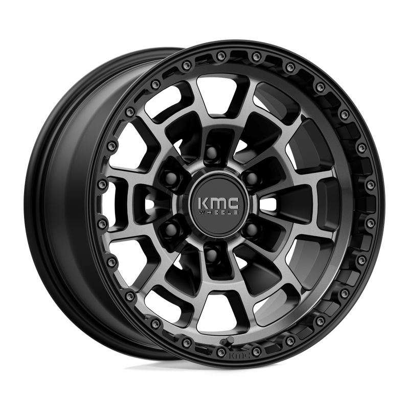 KM718 Summit Cast Aluminum Wheel in Satin Black with Gray Tint Finish from KMC Wheels - View 1
