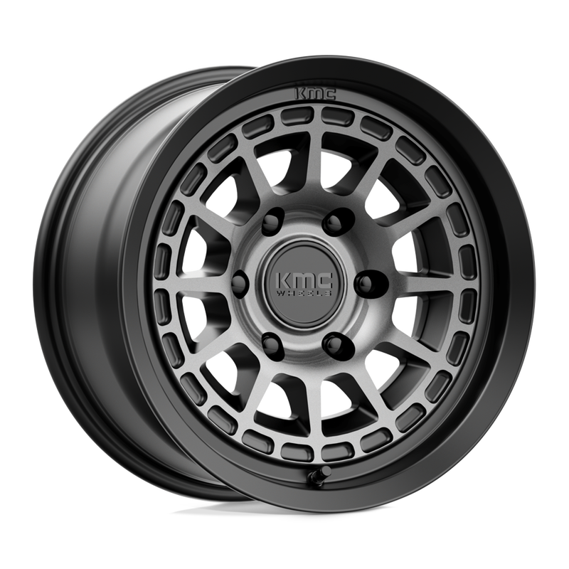 KM719 Canyon Cast Aluminum Wheel in Satin Black with Gray Tint Finish from KMC Wheels - View 1