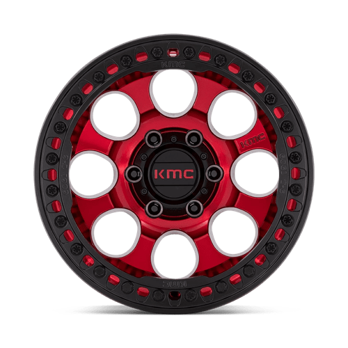 KM237 RIOT Beadlock Cast Aluminum Wheel in Candy Red with Black Ring Finish from KMC Wheels - View 5