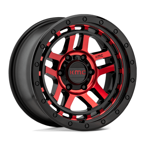 KM540 Recon Cast Aluminum Wheel in Gloss Black Machined with Red Tint Finish from KMC Wheels - View 2