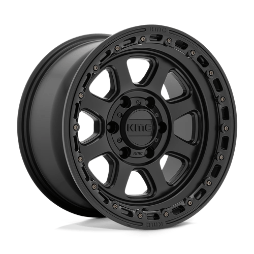 KM548 Chase Cast Aluminum Wheel in Satin Black with Gloss Black Lip Finish from KMC Wheels - View 2