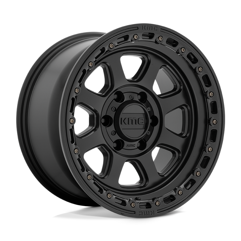 KM548 Chase Cast Aluminum Wheel in Satin Black with Gloss Black Lip Finish from KMC Wheels - View 1