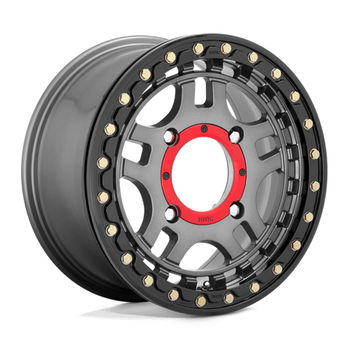 KS240 Recon Beadlock Cast Aluminum Wheel in Gunmetal with Gloss Black Ring Finish from KMC Wheels - View 2