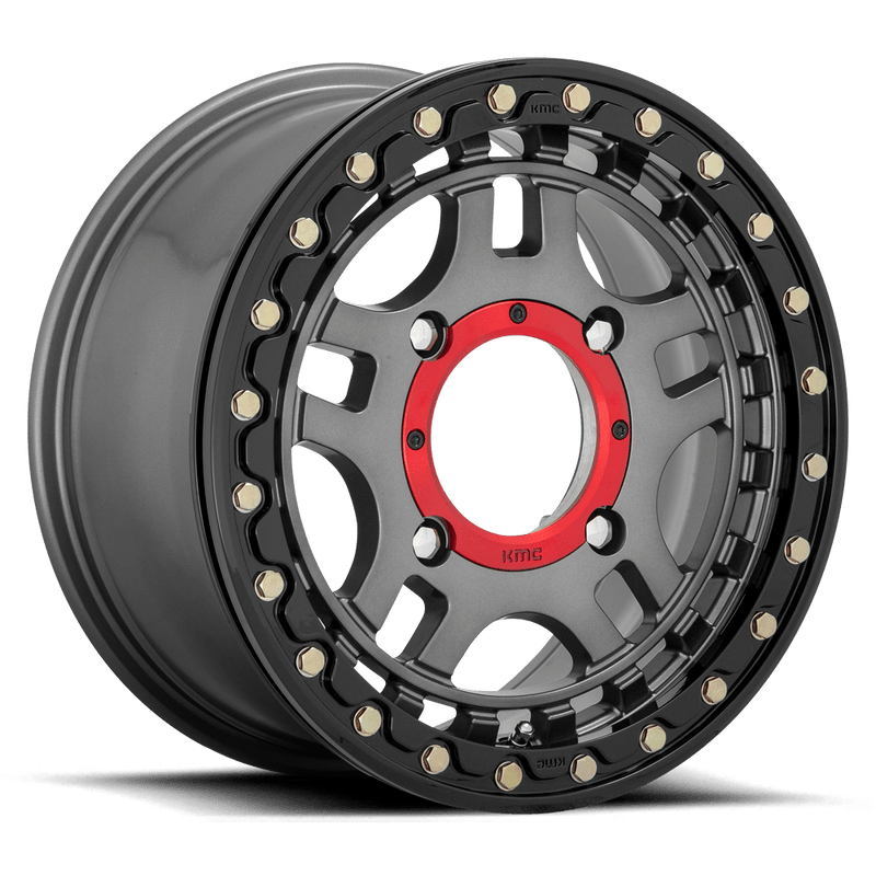 KMC Recon Beadlock Cast Aluminum Wheel (KS240) - Gunmetal With Gloss Black Ring