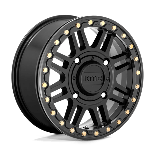KS250 CAGE Beadlock Cast Aluminum Wheel in Satin Black with Gloss Black Ring Finish from KMC Wheels - View 3