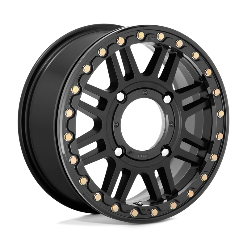 KS250 CAGE Beadlock Cast Aluminum Wheel in Satin Black with Gloss Black Ring Finish from KMC Wheels - View 1
