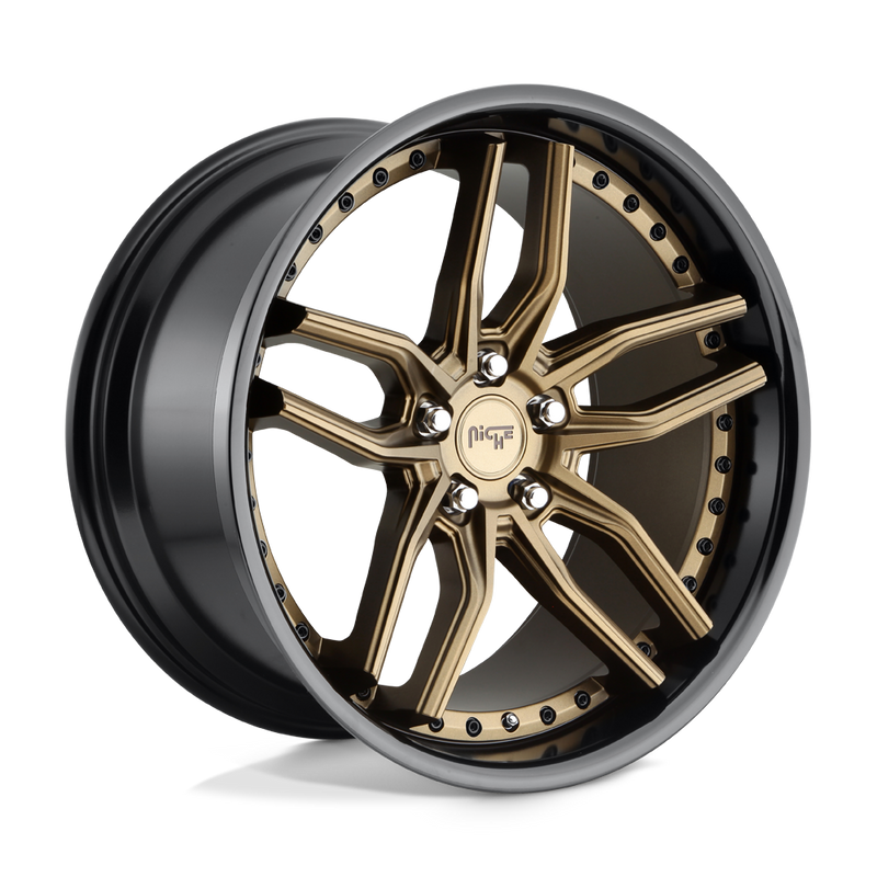 M195 Methos Cast Aluminum Wheel in Matte Bronze with Black Bead Ring Finish from Niche Wheels - View 1
