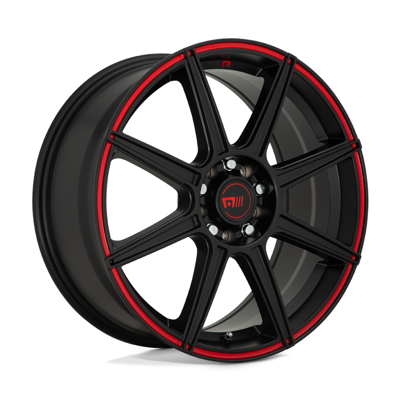 MR142 CS8 Cast Aluminum Wheel in Satin Black with Red Stripe Finish from Motegi Wheels - View 1