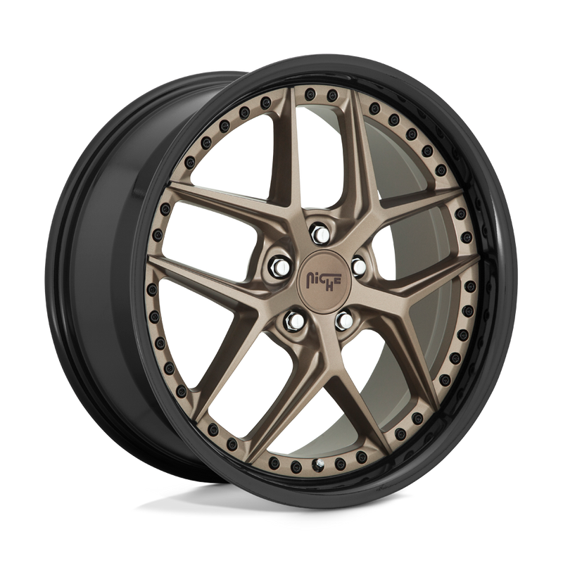 M227 VICE Cast Aluminum Wheel in Matte Bronze with Black Bead Ring Finish from Niche Wheels - View 1