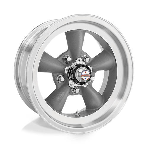 American Racing Vintage VN105 TORQ Thrust D Cast Aluminum Wheel - Torq Thrust Gray With Machined Lip