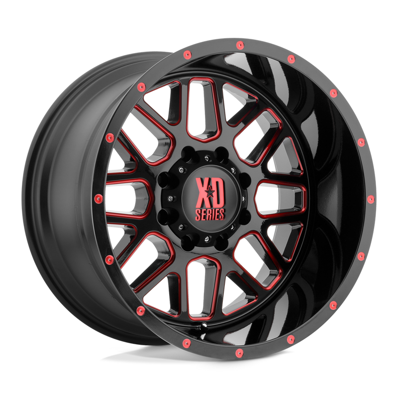 XD820 Grenade Cast Aluminum Wheel in Satin  Black Milled with Red Clear Coat Finish from XD Wheels - View 1