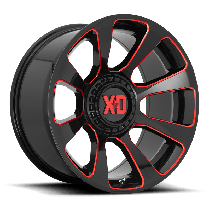 XD854 Reactor Cast Aluminum Wheel - Gloss Black Milled With Red Tint