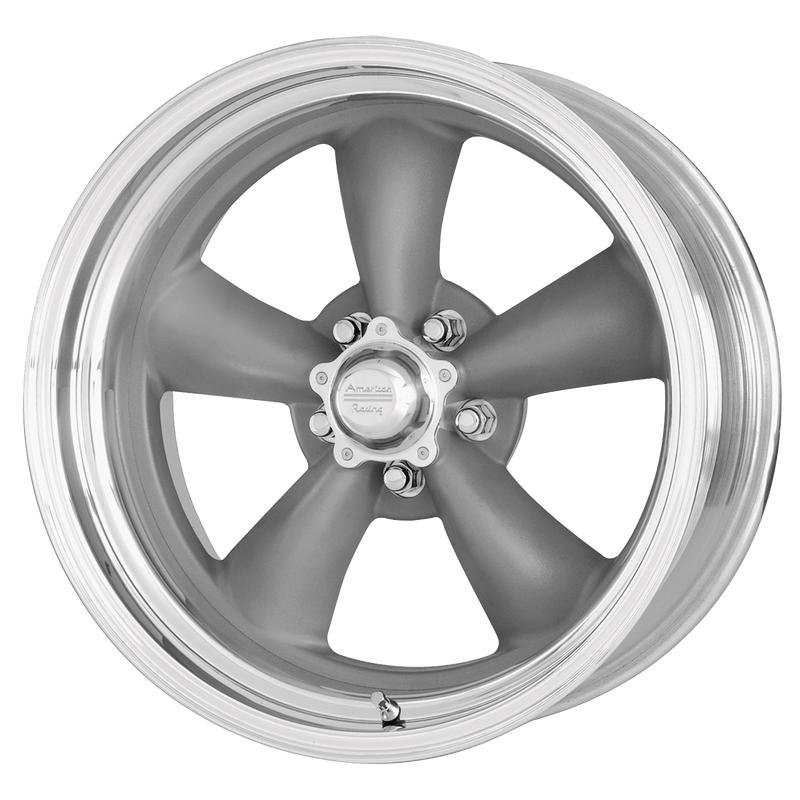 American Racing Vintage VN205 Classic TORQ Thrust II Cast Center Forged Barrel Wheel - Torq Thrust Gray With Polished Lip