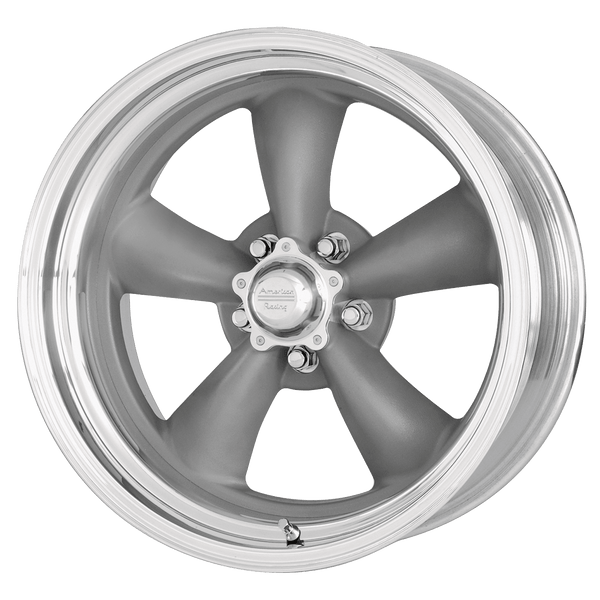 American Racing Vintage VN205 Classic TORQ Thrust II Cast Center Forged Barrel Wheel - Torq Thrust Gray With Polished Lip