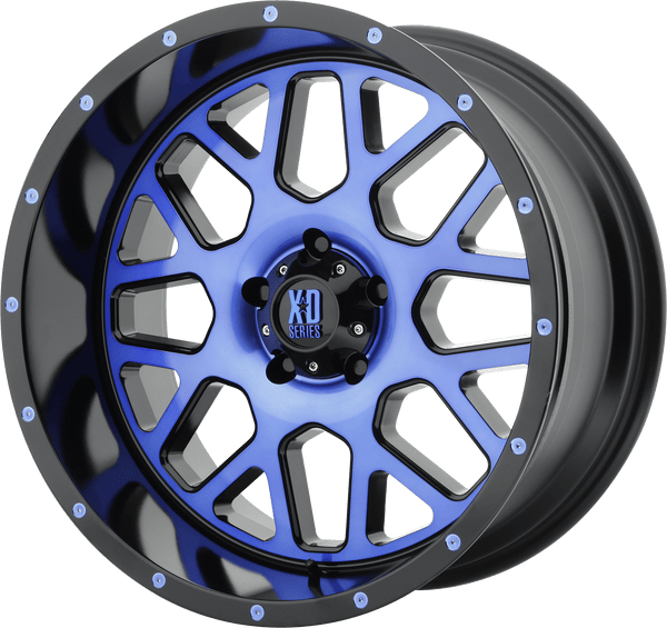 XD820 Grenade Cast Aluminum Wheel - Satin Black Machined Face With Blue Tinted Clear Coat XD82021050524NBC