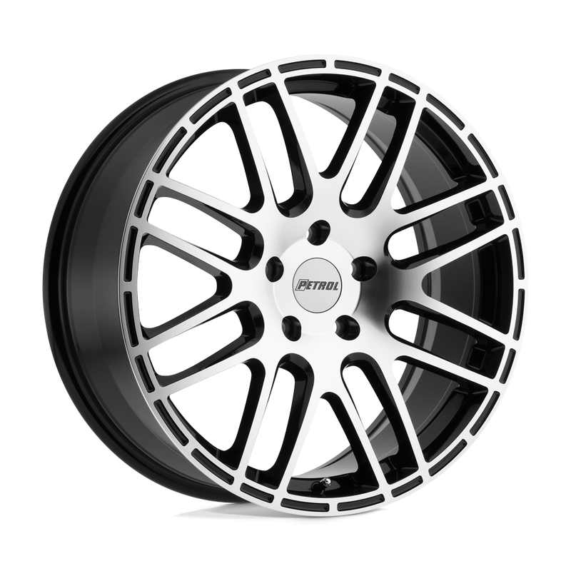 P6A Cast Aluminum Wheel in Gloss Black with Machined Cut Face Finish from Petrol Wheels - View 1