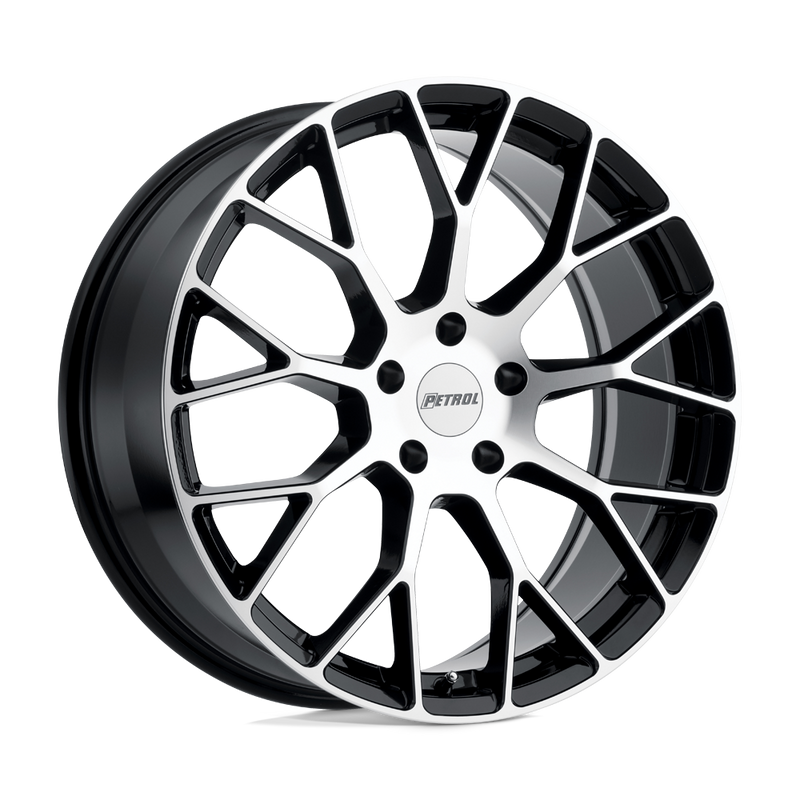 P2B Cast Aluminum Wheel in Gloss Black with Machined Face Finish from Petrol Wheels - View 1