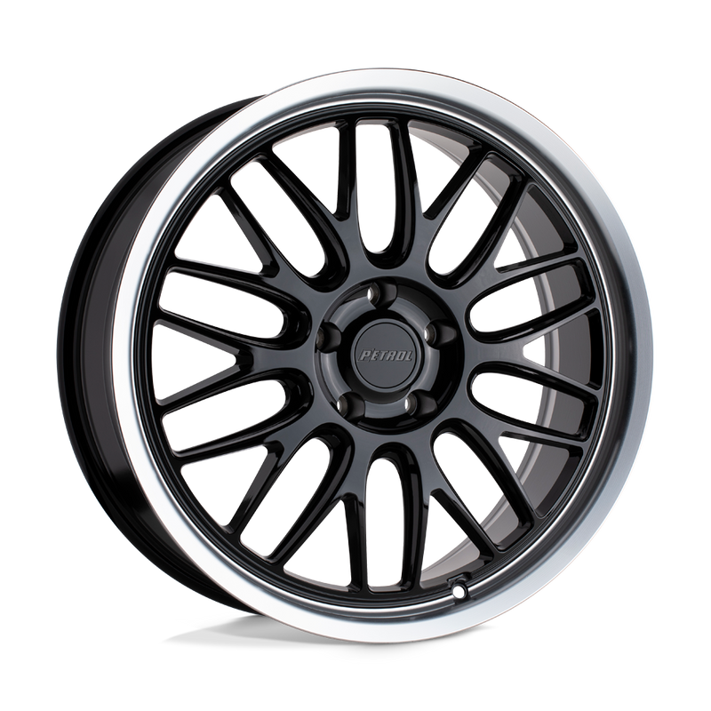 P4C Cast Aluminum Wheel in Gloss Black with Machined Cut Lip Finish from Petrol Wheels - View 1